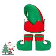 Kostým Santa Clausa, topánky a čiapky vianočného elfa