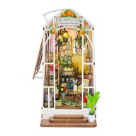 Miniatúrny domček Book Nook Biela oranžová 3D model Podpera Kvety Záhrada