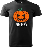 Detské tričko na Halloween s oranžovou tekvicou s menom 146