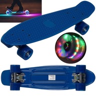 Skateboardová kartička Svietiace kolesá LED doska fishboard pre deti TMAVOMODRÁ