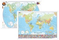 ŚWIAT MAPA ŚCIENNA POLITYCZNA / FIZYCZNA DWUSTRONNA MIDI RURKI PCV 2025
