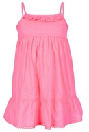 Różowo-neonowa sukienka w kropki 104 cm