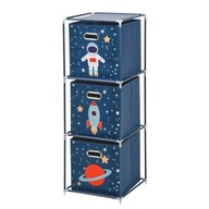 Skrinka so zásuvkami pre deti 3 úložné boxy modrá
