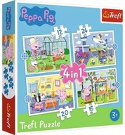 PUZZLE 4w1 Wspomnienie z wakacji Peppa Pig 34359 Trefl 4+ układanka puzle