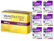 VIGANTOLETTEN MAX 2000 witamina D3 120 kaps + 6 żelek z melatonią Zzzquil