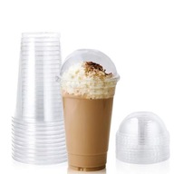 Kubek kubki plastikowe do shake bubble tea 400 ml 10szt z wieczkiem wypukły