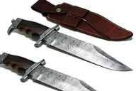Nóż myśliwski BOWIE 1040 ręcznie wykonany taktyczny stal DAMASCEŃSKA drewno