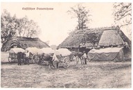 KRESY -WOŁYŃ - 1917 Chaty strzecha furmanki konie