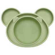 Silikonowe naczynia talerzyk z przyssawką+miseczka dla dzieci, BLW, zielony