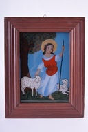 Naivné umenie Ježiš s baránkom XIX v 17x12cm