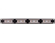 Patch panel kompletny 19 cali 24x RJ45 U/UTP kat. 5e 1U czarny RAL 9005 DN-