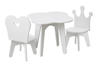 Detský stôl a dve detské stoličky - koruna a srdiečko