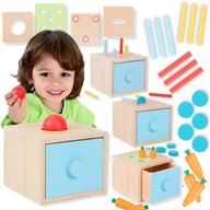 Tooky Toy Drevená vzdelávacia kocka Zásuvka Montessori Sorter Na