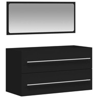 vidaXL Kúpeľňová skrinka so zrkadlom, čierna, materiál na báze dreva