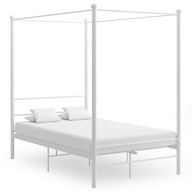 Rama łóżka z baldachimem, biała, metalowa, 140