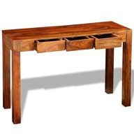 vidaXL Konzolový stolík s 3 zásuvkami, masívne sheeshamové drevo, 80 cm, 242