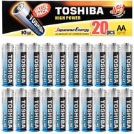 Alkalické tužkové batérie AA LR6 20 ks TOSHIBA 1,5V HIGH POWER +45%