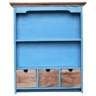 Ručne vyrobená skrinka z recyklovaného dreva - 3 Zásuvky, modrá