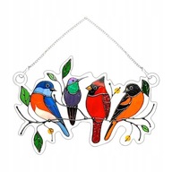 Krásne vtáky na drôte Vysoký vitrážový panel
