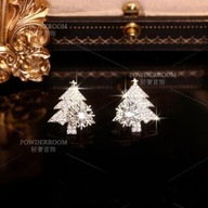 Kryształ koreański płatek śniegu drzewko kolczyki dla kobiet cyrkon choinka
