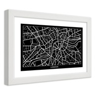 Obraz v ráme, Plán mesta Londýn - 90x60