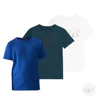 KOMPLET CHŁOPIĘCY 4F KOSZULKA T-SHIRT DZIECIĘCY BAWEŁNA ZESTAW WF 3PAK 128