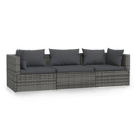 Sofa ogrodowa rattanowa szara, 3-osobowa - 70x70x60.5 cm