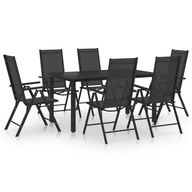 Zestaw jadalniany ogrodowy 6 krzeseł + stół, aluminiowy, czarny, 150x90x74