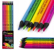Kredki Trójkątne Szkolne Ołówkowe Neonowe 6 Kolorów KIDEA