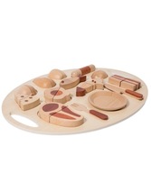 Drewniany zabawkowy zestaw obiadowy dla dzieci z tacą rzepy krojenie XXL