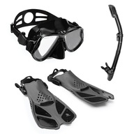 Potápačský set AQUASTIC Maska Plutvy Šnorchel čierna L-XL