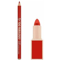 Sada rúžov a ceruziek, W7, Too Fabulous Lip Kit, červená