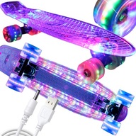 DESKOROLKA FISZKA DESKA KOŁA LED CAŁA ŚWIECĄCA RGB USB FISHBOARD DLA DZIECI