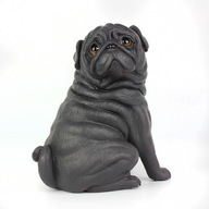 Realistyczny czarny mops model psa igurka statua