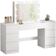 FÉSÜLKÖDŐASZTAL TÜKÖR FIÓKOKKAL FEHÉR SMINK GLAMOUR MODERN LOFT