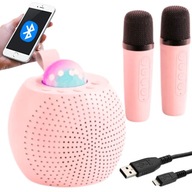 BEZPRZEWODOWY GŁOŚNIK Z 2x MIKROFONEM BLUETOOTH ZESTAW KARAOKE KULA LED RGB