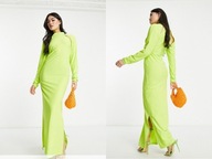 Vero Moda Limonkowa sukienka maxi z odpinanymi rękawami 44