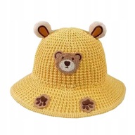 slamená čiapka pre deti leto 3-8 rokov medvedík žltý