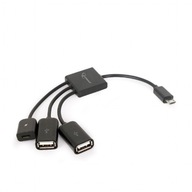 Hub Adapter Przejściówka Micro USB 3 porty 2 x USB 2.0 1 x MicroUSB