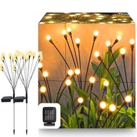 2Szt Lampki ogrodowe solarne Wbijane Firefly kulki 20 LED Z Czujnikiem