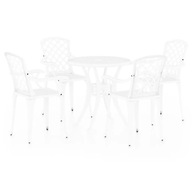Zestaw Mebli Bistro Aluminiowe - Biały, 4 Krzesła, 1 Stolik, Wymiary 61x60x