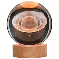 3D ÜVEG GÖMB ASZTALI ÉJJELI LÁMPA LED GRAVÍROZÁS SZATURNUSZ DEKORÁCIÓ AJÁNDÉK