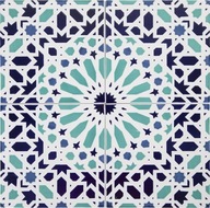 Keramické Kuchynské Dlaždice 20x20 Nástenný modrý vzor 12 ks Maroko - Fez
