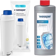 MOCNY ODKAMIENIACZ 1000ml + 2x Filtr Wessper AquaLunga do EKSPRESU DeLonghi