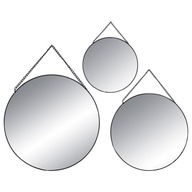 Okrúhle zrkadlá 3 ks v čiernom ráme moderné