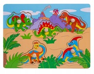 835972 UKŁADANKA DREWNIANA DINOZAURY PUZZLE SMILY