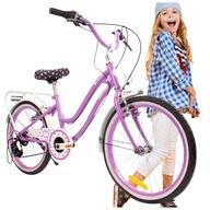 Rower dla dziewczynki 20 cali rowerek dziecięcy 6-10 lat 6 biegowy bagażnik