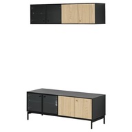 IKEA BOASTAD TV skrinka, čierna/okl dub, 121x42 cm