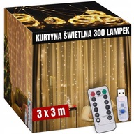 KURTYNA ŚWIETLNA 3x3m SOPLE 300LED GIRLANDA LAMPKI