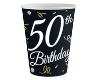 Papierové poháre B&C 50 Birthday, 6 ks NA PÄŤDESIATE NARODENINY